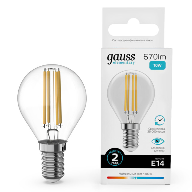 ���� ����� ����������� GAUSS Filament Elementary 10�� �14 LED 670�� 4100� ���   ������ ������