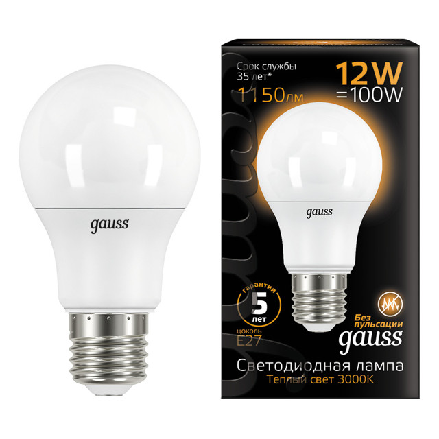 ���� ����� GAUSS 12�� E27 LED 1150�� 3000K A60 �����   ������ ������