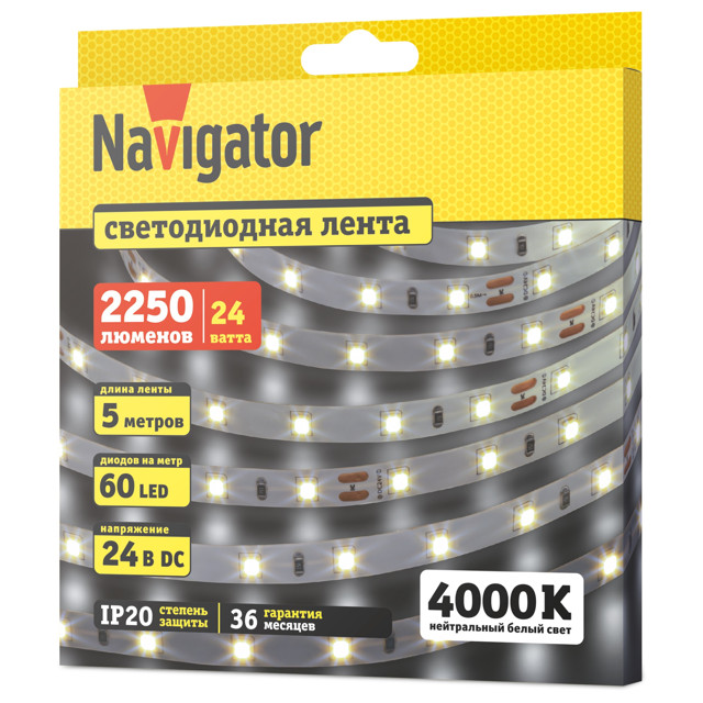 ���� ����� ������������ NAVIGATOR LED 4,8�� 2835 IP20 24� 4000� 5�   ������ ������