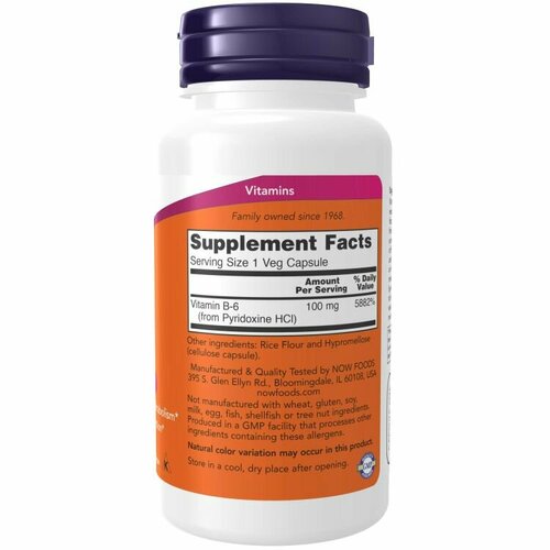 ���� ������� �-6 ���������� NOW B-6 100mg 100 vcaps, ������ ������